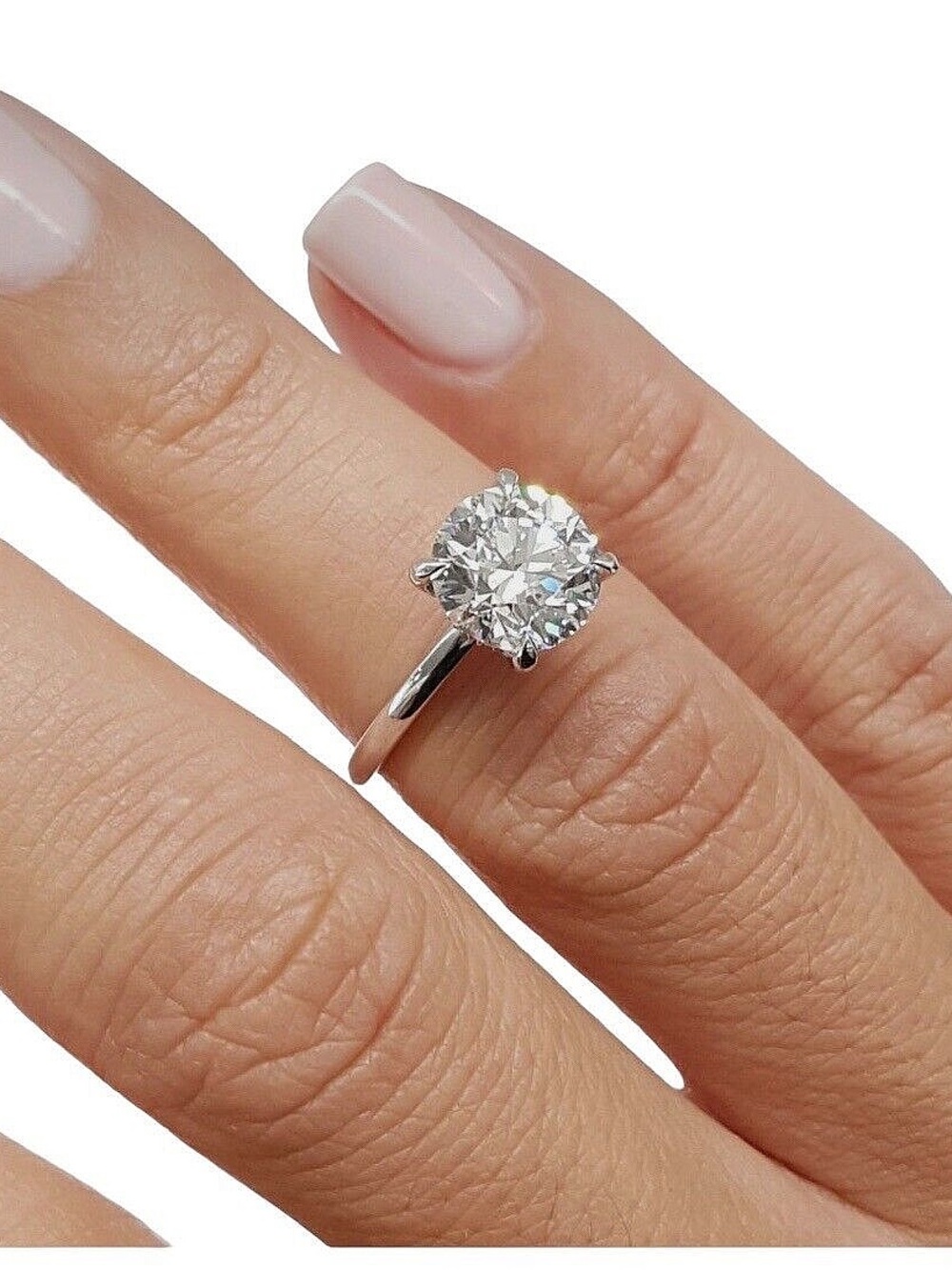 2 Ct Round Cut Moissanite Diamond Solitaire Ring 925 SS